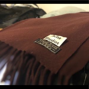 Acne Studios Dark Wine Fringed Scarf Like New